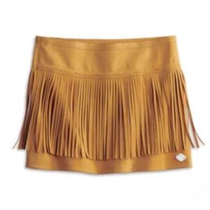 Kaya American Girl Beforever Faux Suede Gold Fringe Mini Skirt for girls size 10